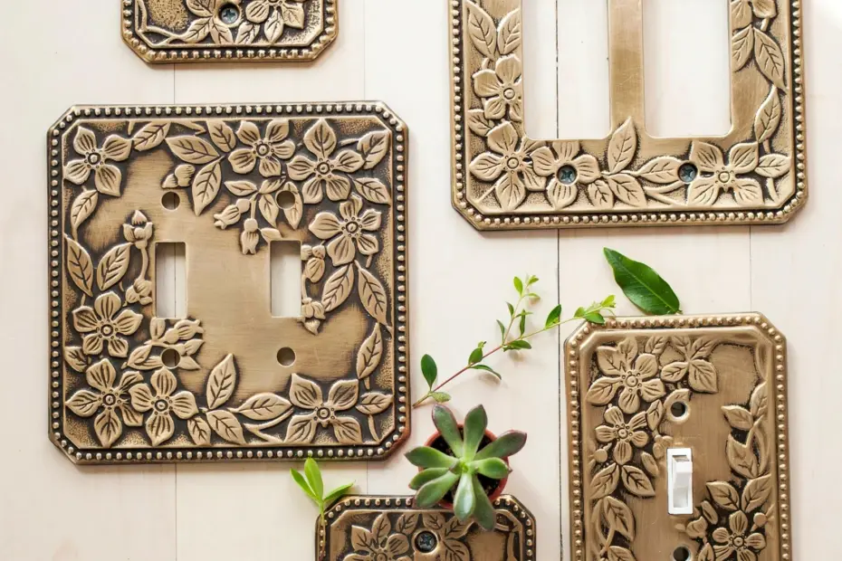 Industrial Etched Metal Floral Switch Plate | Joan Design by AnthroLiving | Rustic Home Hardware