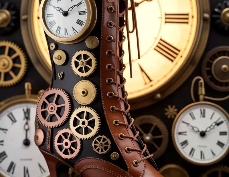 Obsessed with This Steampunk Boot: Gears, Leather, and a Real Clock Face
