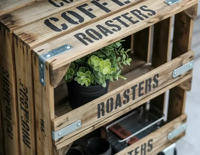 Repurposed Coffee Crate Plant Stand for Spring | Farmhouse Shelf
