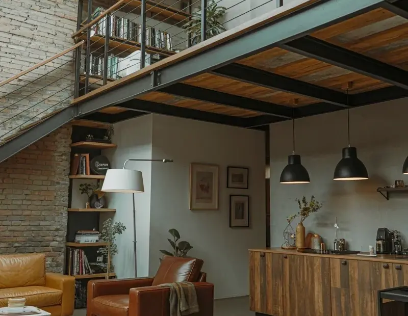 Industrial Loft Decor with Mezzanine and Exposed Brick - Cozy Factory Style